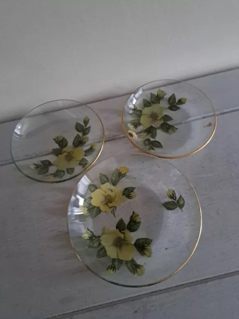 Chance Glass Fiestaware Yellow Mermaid Rose Dishes 1960's Vintage 19.5 & 16.5cm