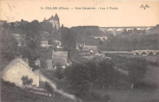 Cpa 18 Culan Vue Generale Les 3 Ponts