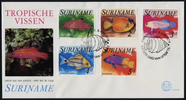 Surinam 471-5 on FDC - Tropical Fish