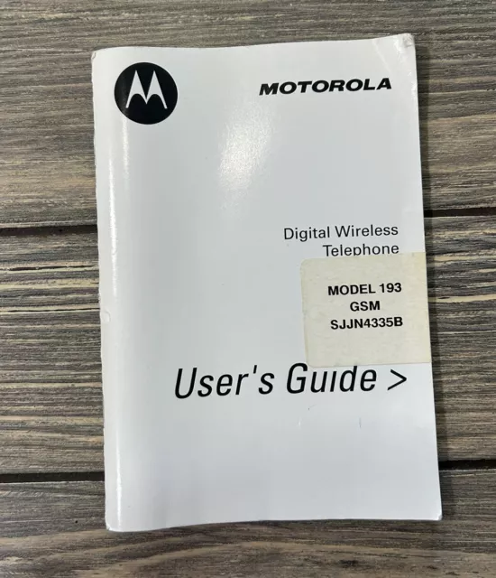 Vintage Motorola Digital Wireless Telephone Model 193 GSM Users Guide Replace