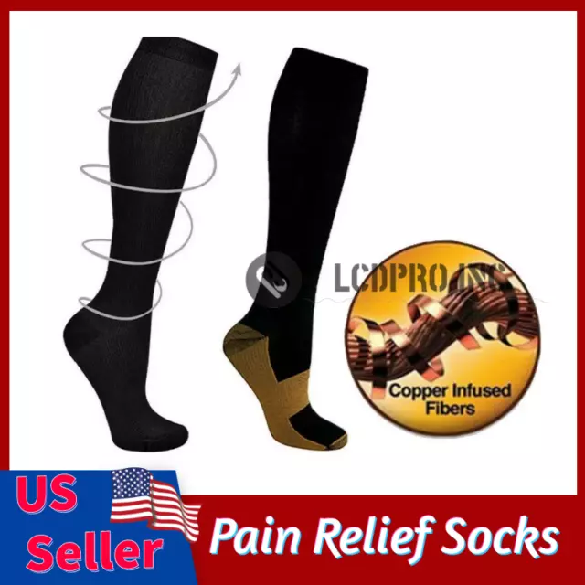 Compression Socks Pain Relief Calf Leg Foot Support Stocking Copper High
