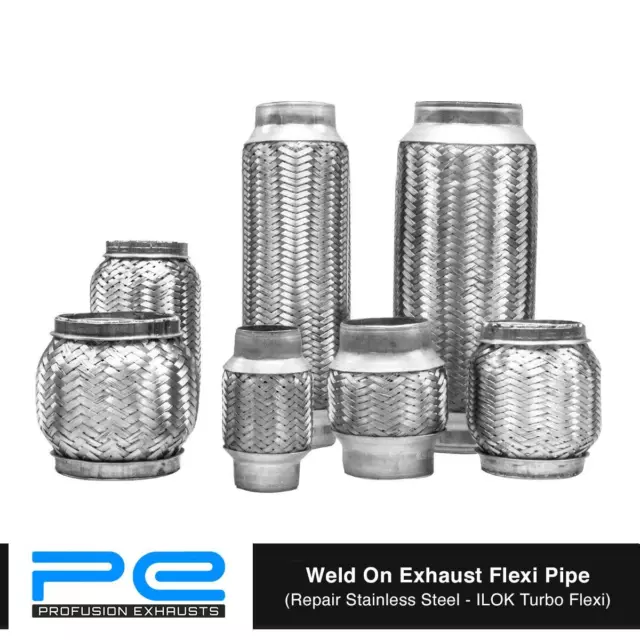 Exhaust Flexi Pipe Weld On iLOK Stainless Steel joint Repair Turbo Flex Flexible