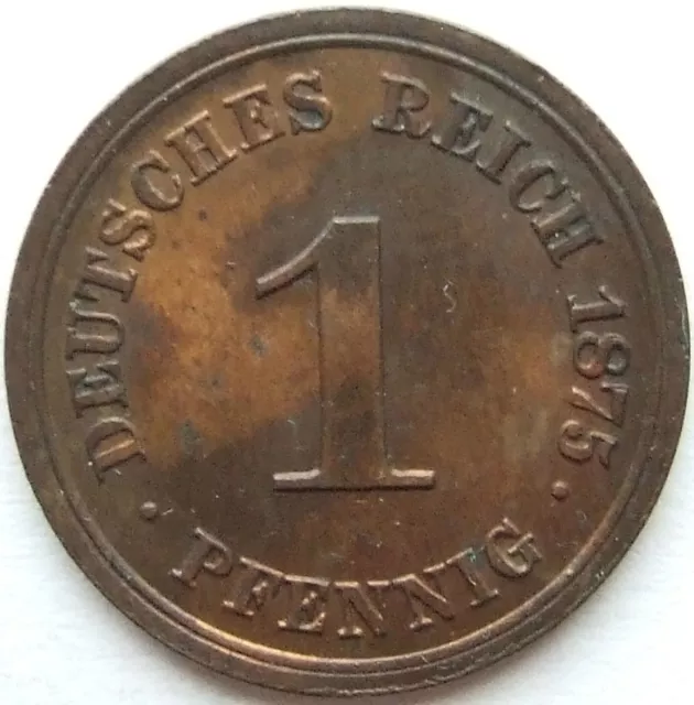 Moneta Reich Tedesco Impero Tedesco 1 Pfennig 1875 D IN Brillant uncirculated