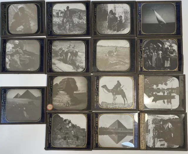 1882 MAGIC LANTERN Glass Slide REAL PHOTOS EGYPT  Sphinx Pyramids-15 Slides