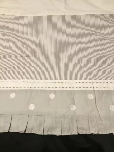 Pottery Barn Kids Taylor Crib Skirt Toddler Bed Gray White Polka Dot Stripe