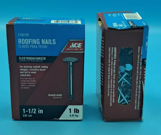 Roofing Nails Electro Galvanize 2 lbs of 1-1/2 in.  ACE 5188198 NEW Unopened Box