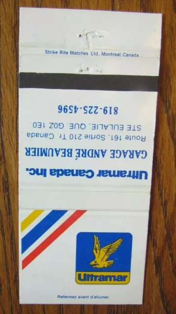 Ultramar Gas Station Matchbook Matchcover: Ste Eulalie, Quebec -E11