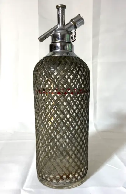 Vintage Seltzer Bottle Soda Siphon w/Mesh, Czech Glass  Sparklets