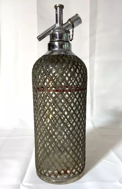 Vintage Seltzer Bottle Soda Siphon w/Mesh, Czech Glass  Sparklets