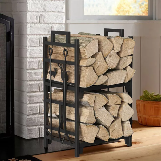 Indoor Heavy Duty Firewood Log Rack Wood Storage Logs Holder Holds up to 180kg