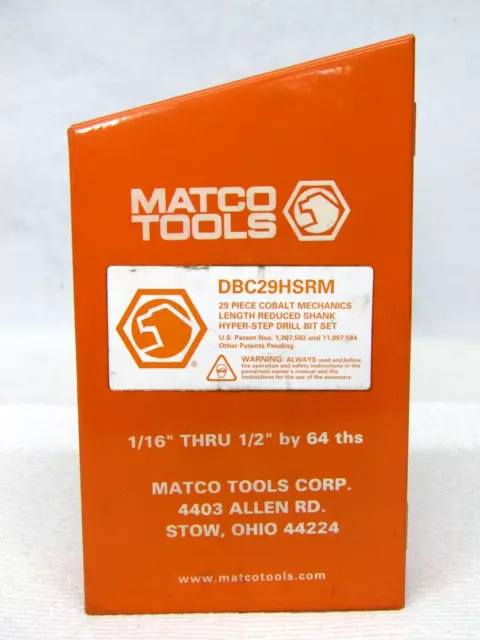 Matco Tools 29 Piece Cobalt Mechanics Length Reduced Shank Hyper Step Drill Bit