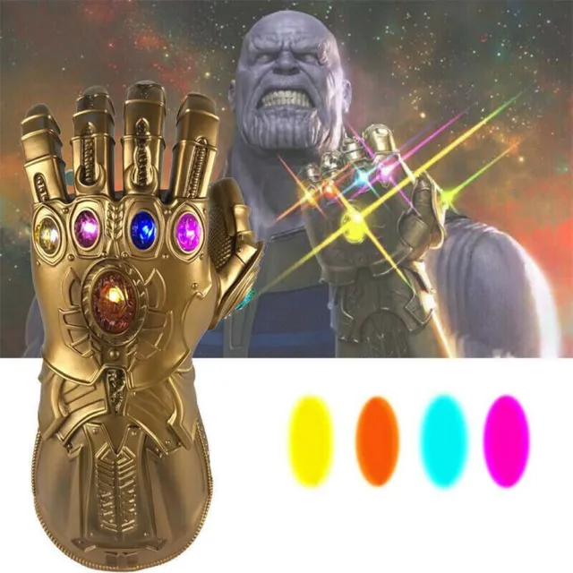 AU Thanos Gloves Infinity Gauntlet with LED Light Avengers 4 Cosplay Toys Prop