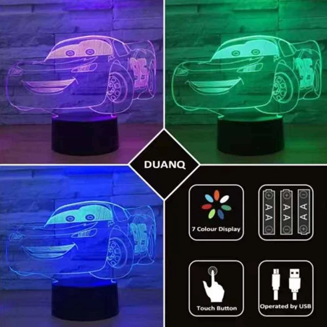 CARS LIGHTNING MCQUEEN 3D LED Night Light Touch Swift Table Desk Bed