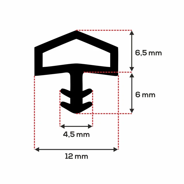 Tonitec Junta Puerta M 680 Beige 25m de la Habitación Goma Tuerca 4x7 MM