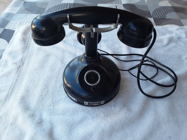 Téléphone Ancien En Bakélite Noir - 1945 - Fonctionnel - Objet Vintage