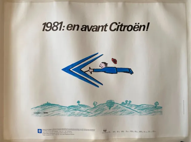 Affiche entoilée 1981 EN AVANT CITROEN Automobile RAYMOND SAVIGNAC 53x71cm
