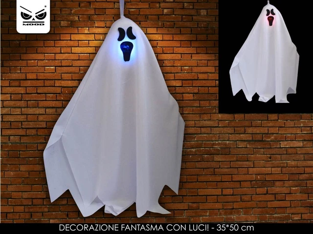 3 Fantasmi Luminosi Decorazioni Halloween Con Luci LED | Addobbi Spettrali Da Appendere Per Casa, Giardino E Feste | 4 Modalità Di Luce - 4
