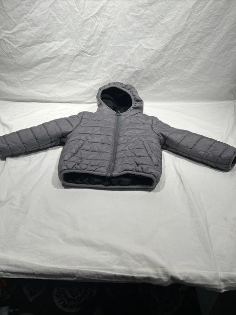 CAT & JACK Kids boys Puffer Jacket coat Full Zip Gray 18m hooded
