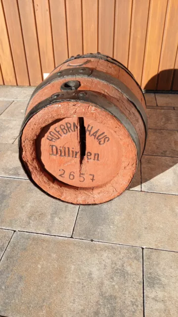 Dillingen Hofbrauhaus antikes uraltes Bierfass Holzfass Vintage