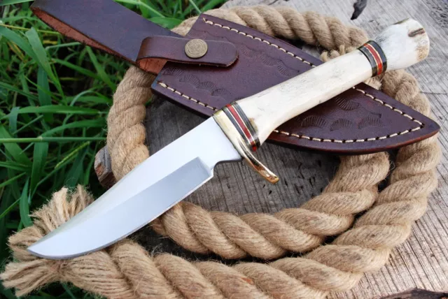 Handmade Stag Antler D2 Camping Survival Deer Hunting Camping Forge Bowie Knife