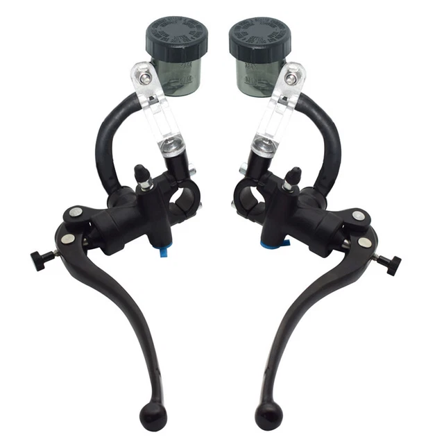 2PCS CNC Motorcycle 22MM 7/8" Handle Bar Brake Clutch Lever Dual Reservoir Kit