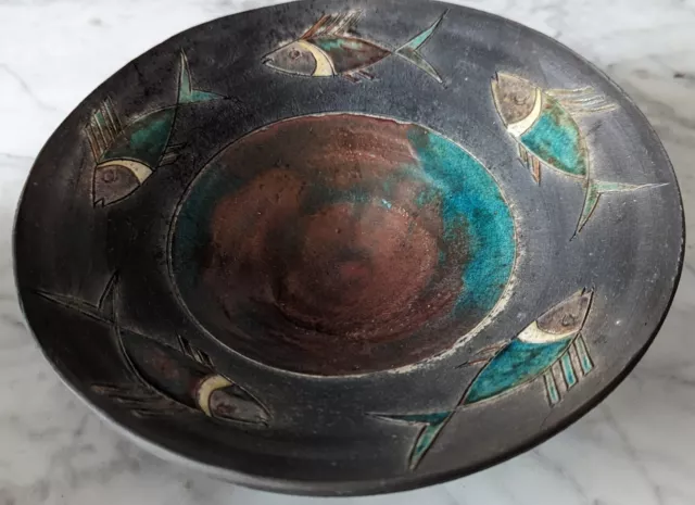 Vintage Studio Pottery Bowl/Dish Fish Design