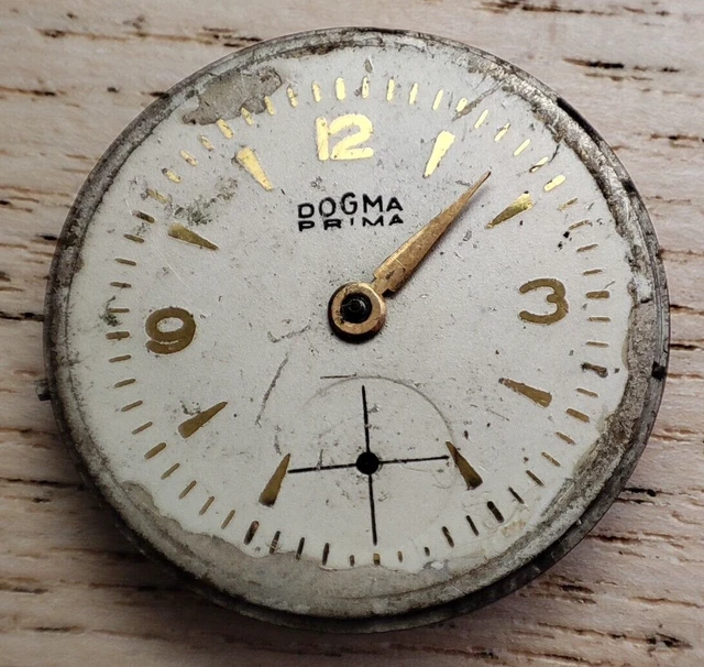 Montre Mécanique DOGMA Suisse Pour Pièces Détachées - Boîtier Acier Inox Jaune - Occasion / État Fonctionnel Inconnu