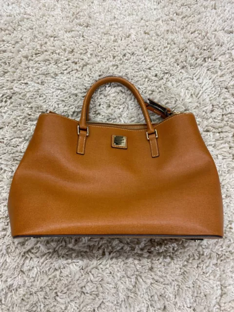 Dooney & Bourke Leather Brown Tote Purse -Multi Compartment Shoulder Strap Auth