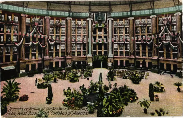 Rotunda or Atrium West Baden Springs Hotel West Baden IN Divided Postcard 1910s