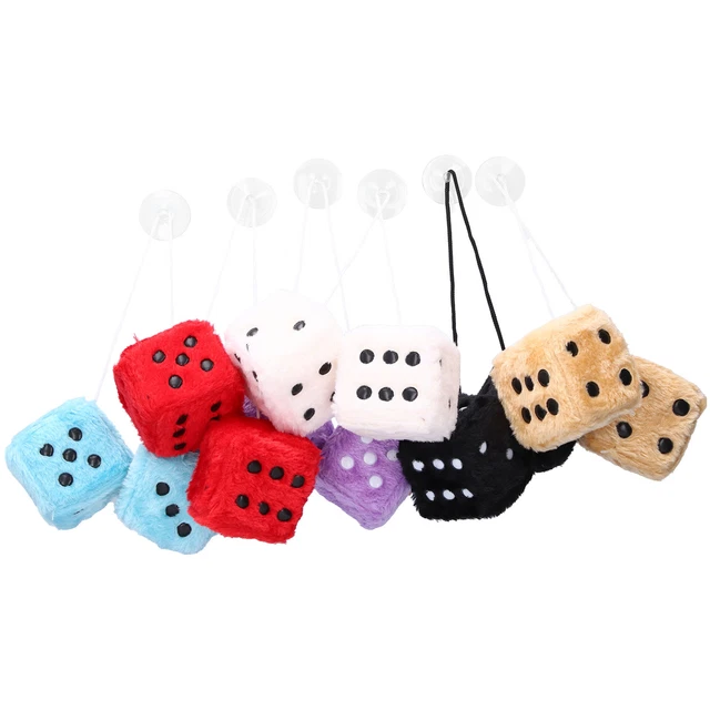 Car Mirror Hanging Plush Dice Hanging Dice 7 Cm Rope-connected