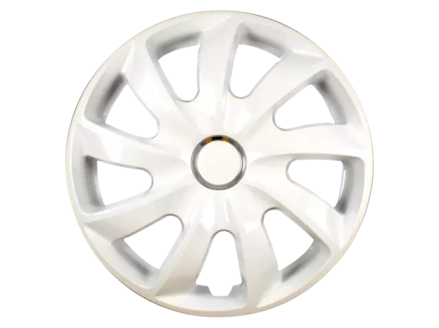 15 Inch Wheel Trim Set Gloss Black Set of 4 Univers Hub Caps Covers [STIG White]