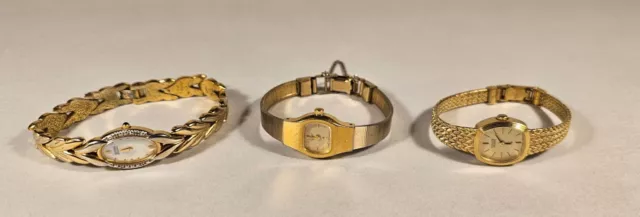 Lot Of 3 Vintage Citizen Quartz Elegance Gold Womens Watches Untested