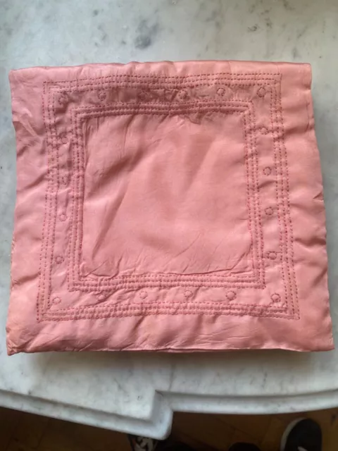 Antique Peach Satin Hankie Case Hand Embroidered