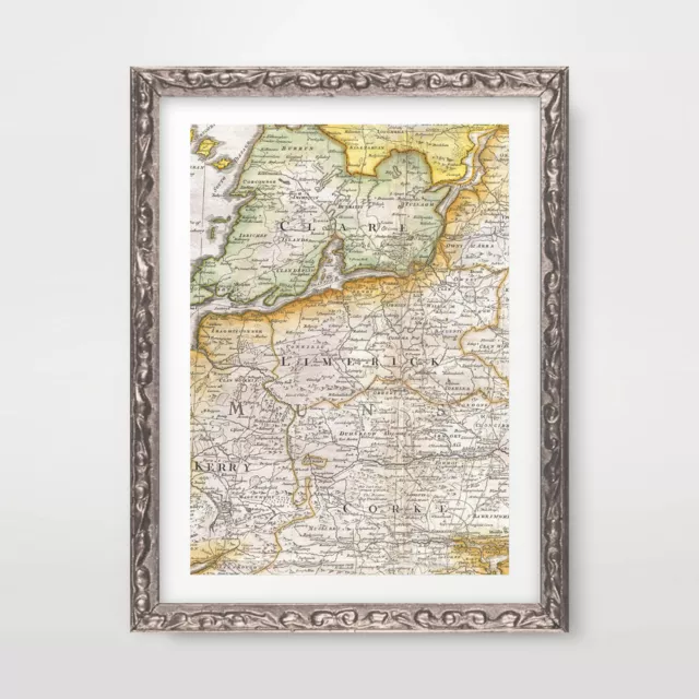 COUNTY LIMERICK IRELAND IRISH VINTAGE MAP ART PRINT Poster Decor Wall Picture