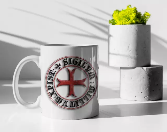 Taza Caballeros TEMPLARIOS - Taza Mug de cerámica, DEUS VULT - 335ml 11oz