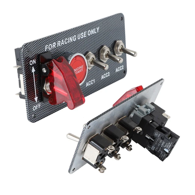 CARBON IGNITION SWITCH Panel Engine Start Push Button LED 12V Toggle