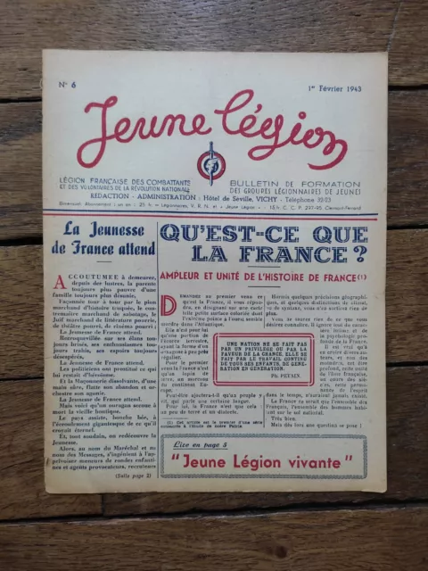 1943 "Jeune Legion ",N°6,Ww2,Petain,Patrie,Propagande,Legion Francaise,Ousset