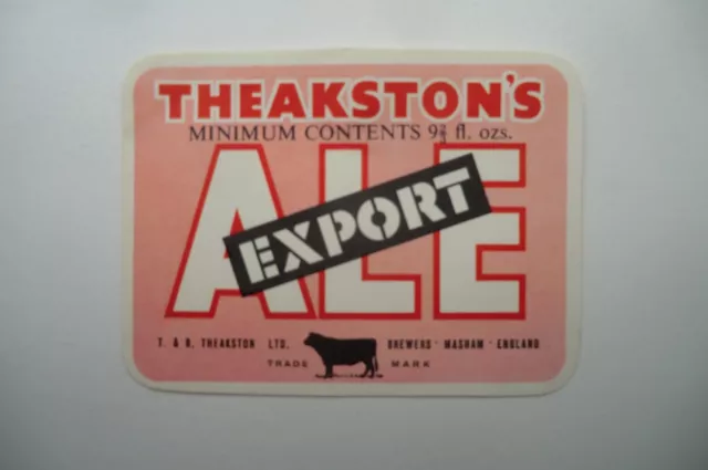 MINT THEAKSTON MASHAM EXPORT ALE 9 2/3fl ozs BREWERY BEER BOTTLE LABEL