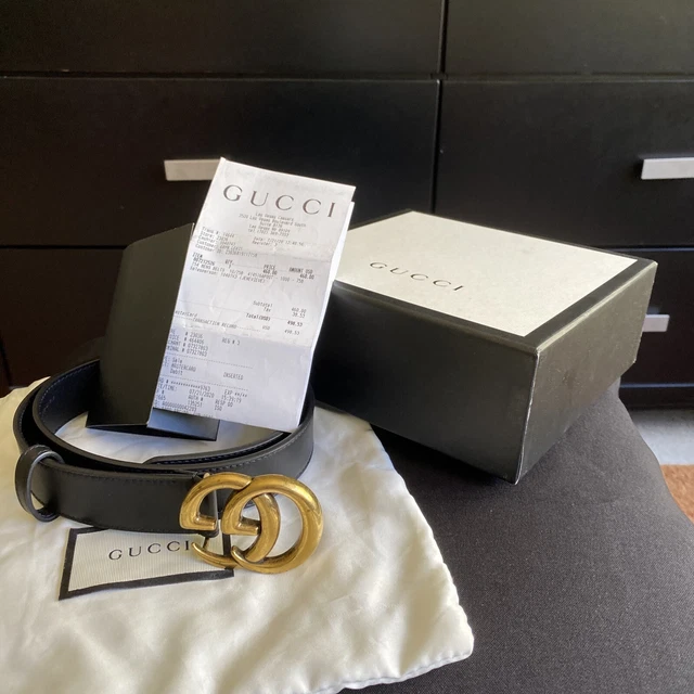 Authentic Gucci Black Leather Belt With Gold Double G Buckle 75/30 Box Dust  Bag £270.86 - Picclick Uk