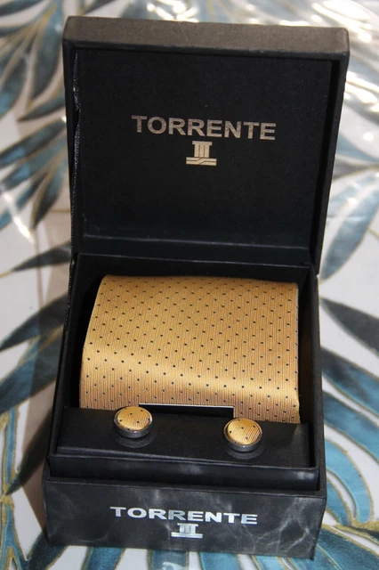 Coffret Cadeau élégant : Cravate En Soie Bleu Nuit MONTANA + Boutons De Manchette Assortis | Neuf Sous Blister
