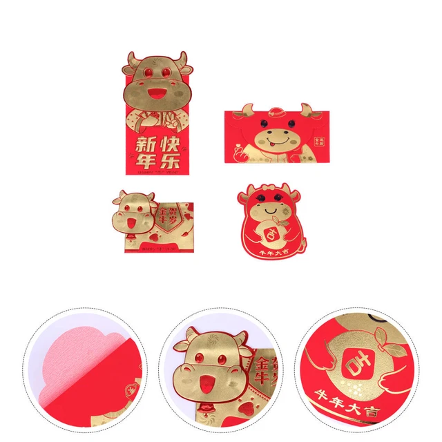 24 piezas Hong Bao Sobre Boda Paquete Rojo Lunar Año Nuevo Sobres