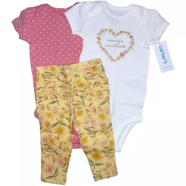 Carter's 3pc Baby Girl 6 Mos Outfit Lot Mommy's Sweetheart Floral Bodysuit NWT