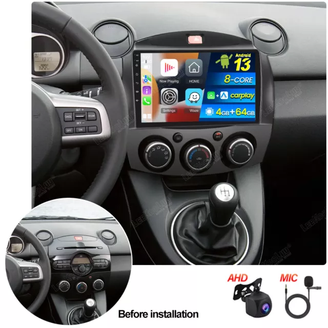 Für Mazda 2 2007-2014 Apple Carplay Autoradio 4G+64G Android 13.0 GPS Navi WIFI