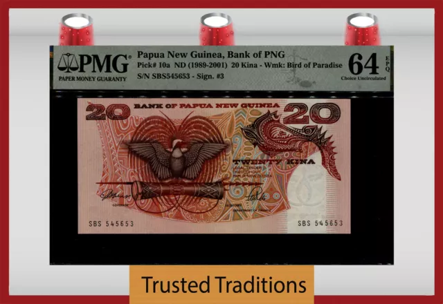 TT PK 10a ND (1989-2001) PAPUA NEW GUINEA 20 KINA PMG 64 EPQ CHOICE UNCIRCULATED