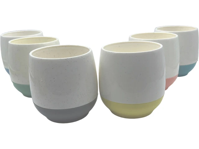 Bopp-Decker Vtg Vacron Cups 6 pc Set MCM Vacuum Tumblers Various Pastel Bottoms