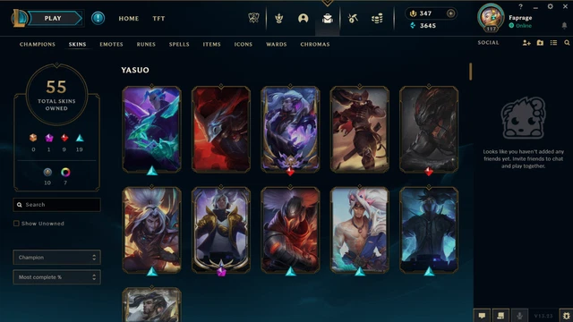 LOL EUW LVL 117 Account - Yasuo-Yone-Tryndamere Skins - 71 Champions - 55 Skins