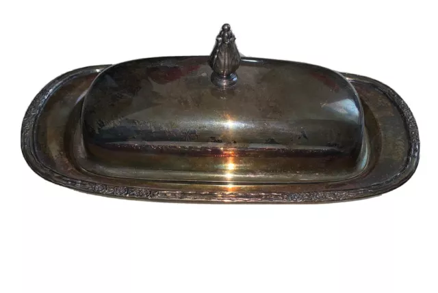 Vintage Silver Plate Butter Dish, Wm Rogers Silver Plate 8.5” Length