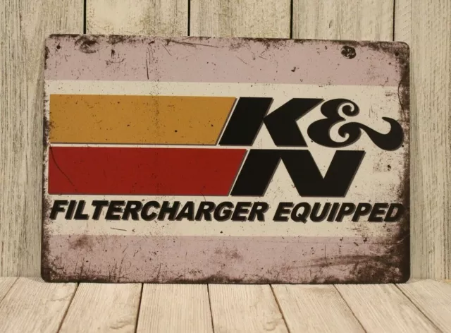 KN K&N Oil Filters Tin Metal Sign Vintage Style Auto Mechanic Gas Station XZ