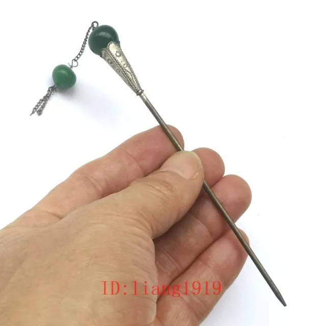 Old Chinese Tibet Silver Hand-made Pretty Hairpin Hair Decoration Gift 5.3 inch