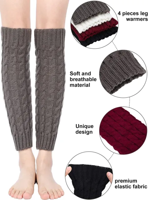 Women Winter Warm Crochet Leg Warmers Cable Knit Ladies Knitted Socks Leggings 3
